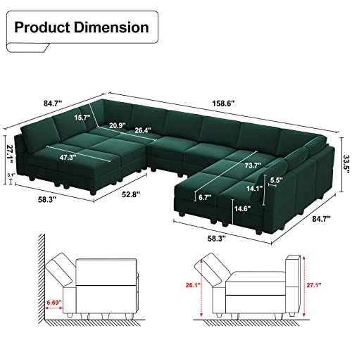 Belffin Oversized Modular Sectional Sofa with Double Chaises and Storage F17277