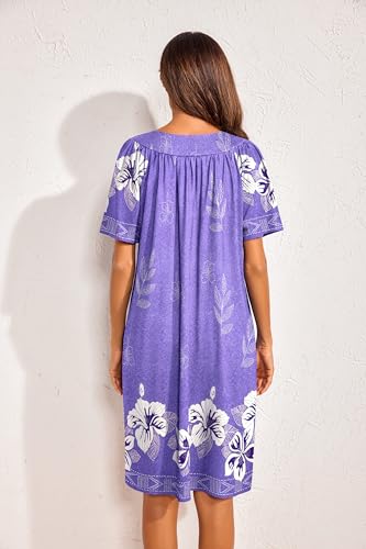 Ekouaer Women's Floral House Dress Nightgown with Pockets B42067