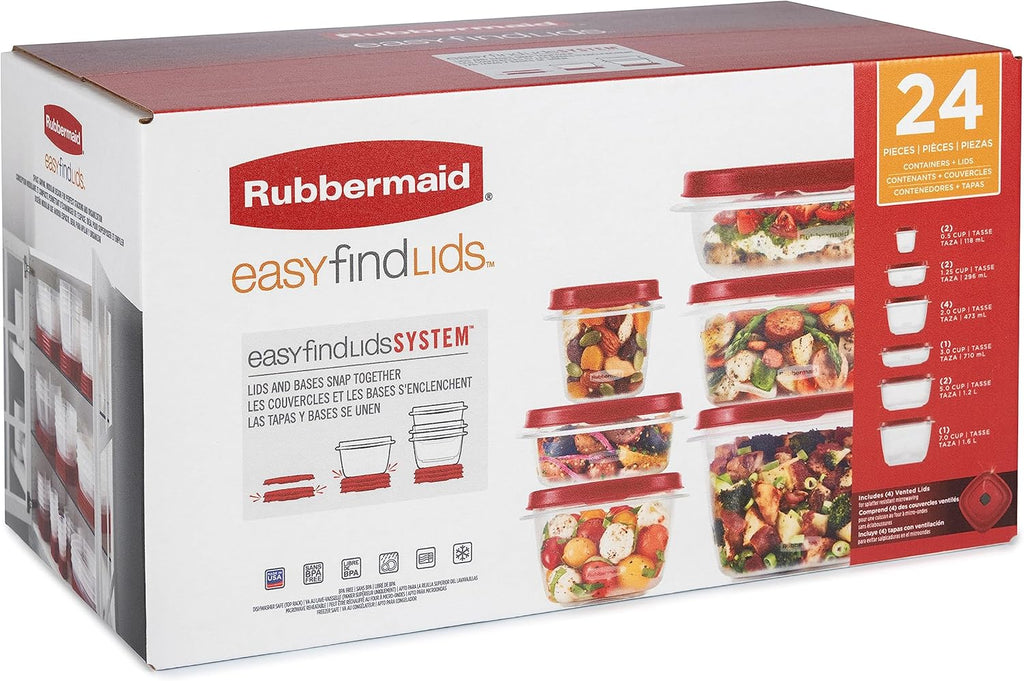 Rubbermaid Assorted Food Storage Container Set, 24-Pack C654