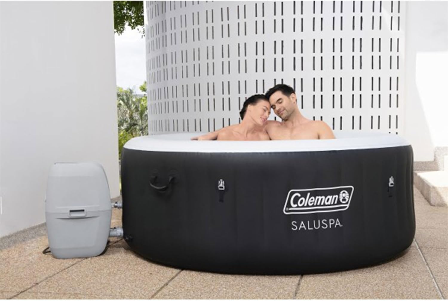 Coleman 4 Person Inflatable Portable Hot Tub with 60 Air Jets, Black N51602