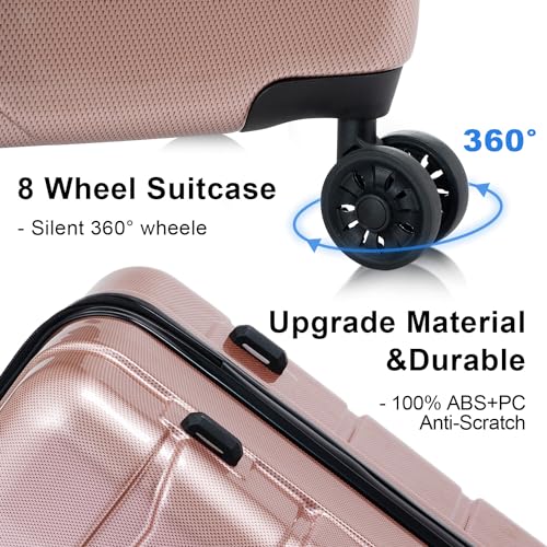 Women Luggage Sets Hard Shell Suitcase 3 Piece Purple with TSA Lock Q593797