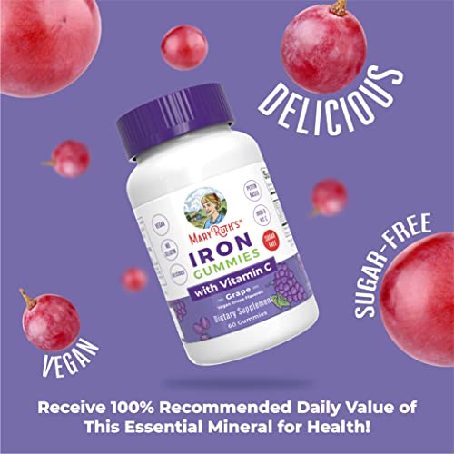 MaryRuth's Iron Supplement Gummies for Adults, Sugar Free, Vitamin C, Vegan, 60 Count D78018