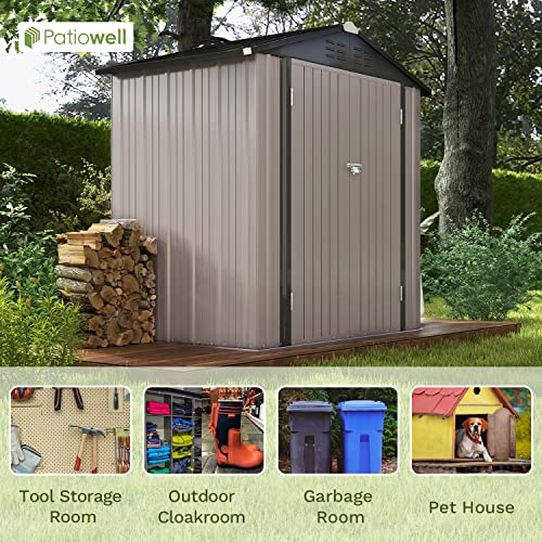 Patiowell 5x3 FT Outdoor Storage Shed with Sloping Roof and Lockable Door, Brown L4971