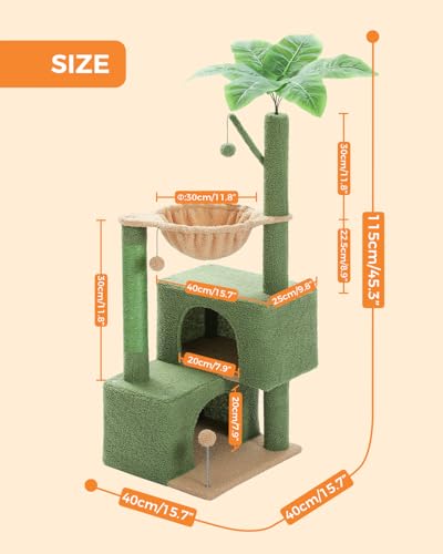 45-Inch Cat Tree with 2 Condos, Scratching Posts and Hammock F616