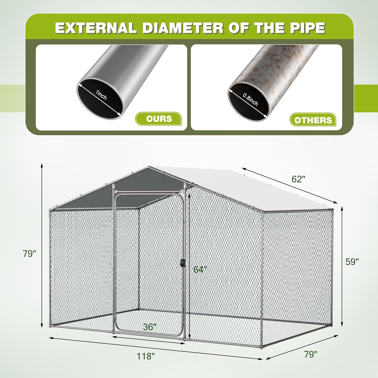 Flamaker Large Metal Chicken Coop with Water-Resistant Cover X946