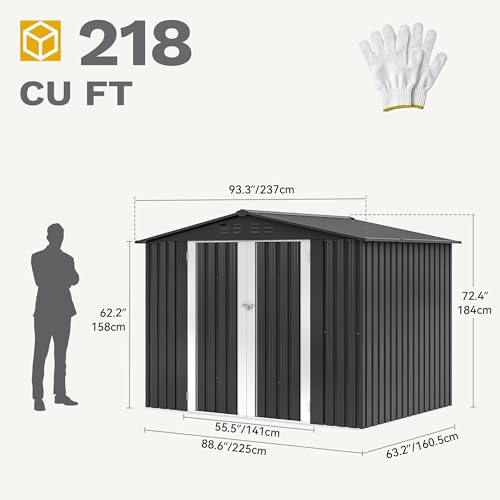 DWVO 6x4ft Metal Storage Shed for Outdoors, Dark Gray T6985