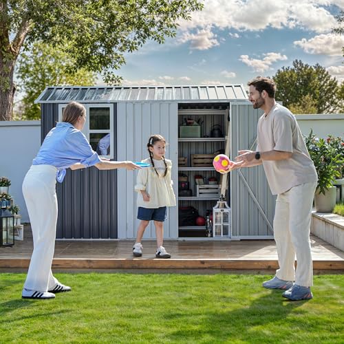 DWVO 6x4ft Metal Storage Shed for Outdoors, Dark Gray T6985