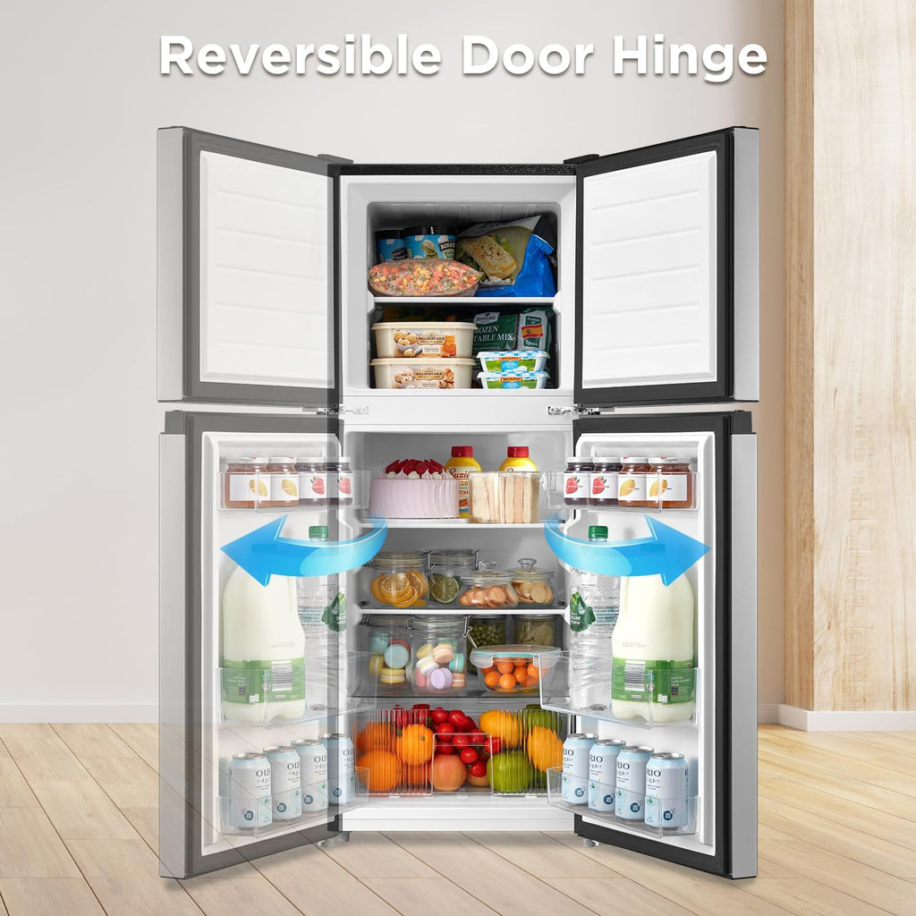 Midea MERM45S3AST Double Door Compact Refrigerator, 4.5 Cu Ft, Stainless Steel O10432