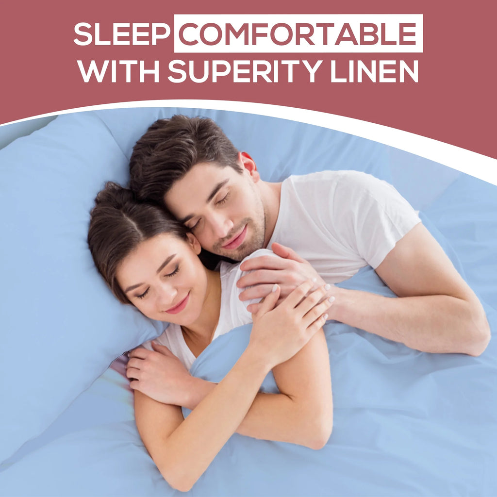 Superity Linen Queen Fitted Sheet Cotton 200 Thread Count Blue B41143
