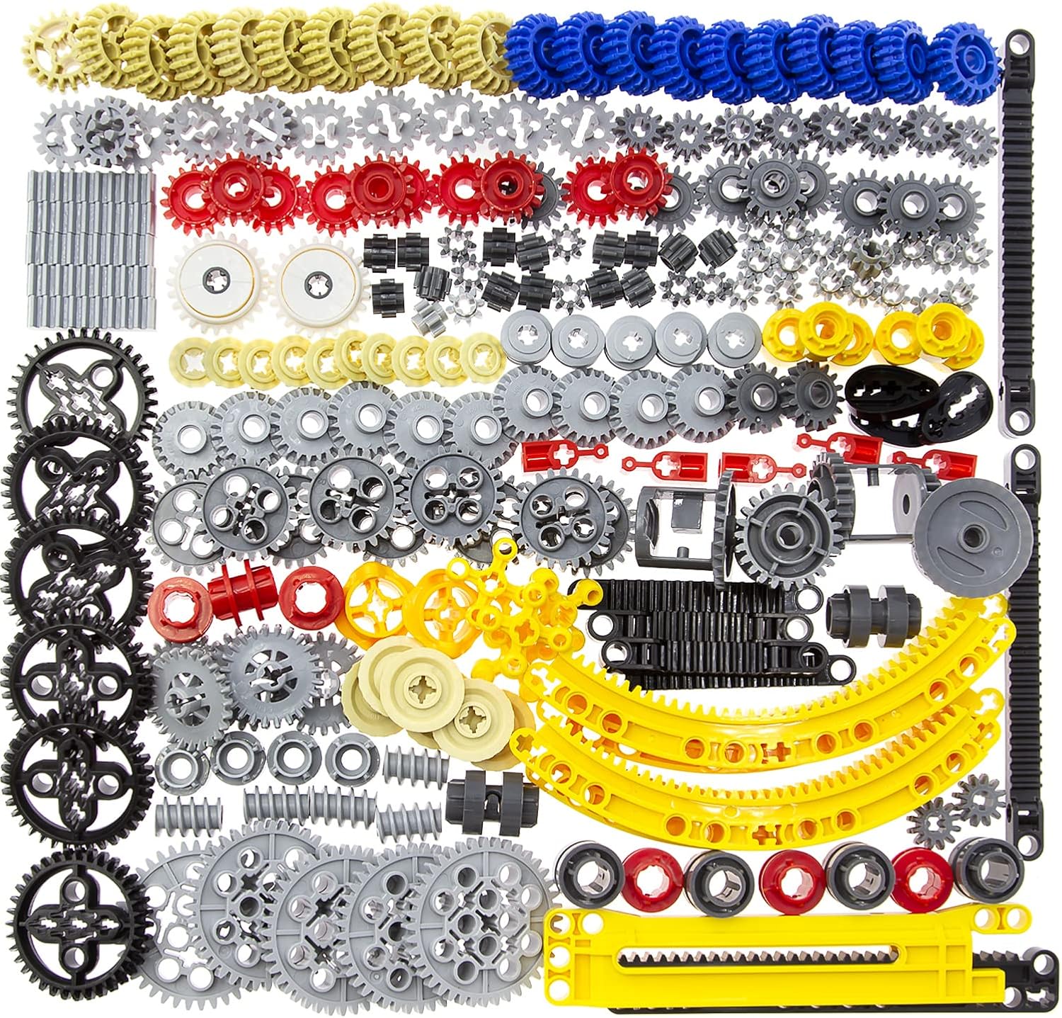 233pcs Technic-Parts Technic-Gears Axle-Pin-Connector Compatible with Lego-Technic Technic Cam Worm Cogs Gears Steering Parts Differential Engine Kit. MOC Pieces for Replacement Pieces.