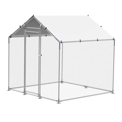 VEVOR Large Metal Chicken Coop with Run, Walk-in Outdoor Poultry Pen W388