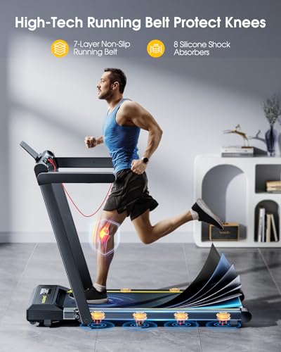 2 in 1 Folding Treadmill with Dual LED Display, App & Bluetooth Speaker E606