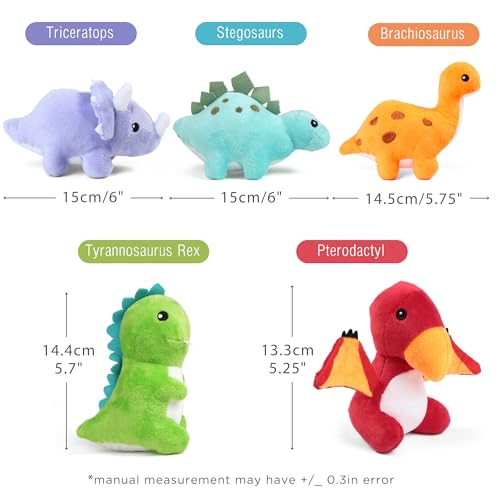 BenBen Dinosaur Stuffed Animals 5 Pack Plush Dolls with Egg Bag Toy Set N8865