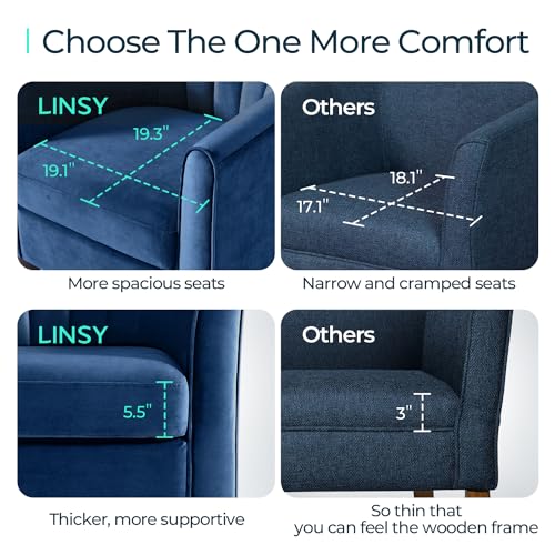 LINSY Accent Chair with Ottoman, Velvet, Olive Green C653