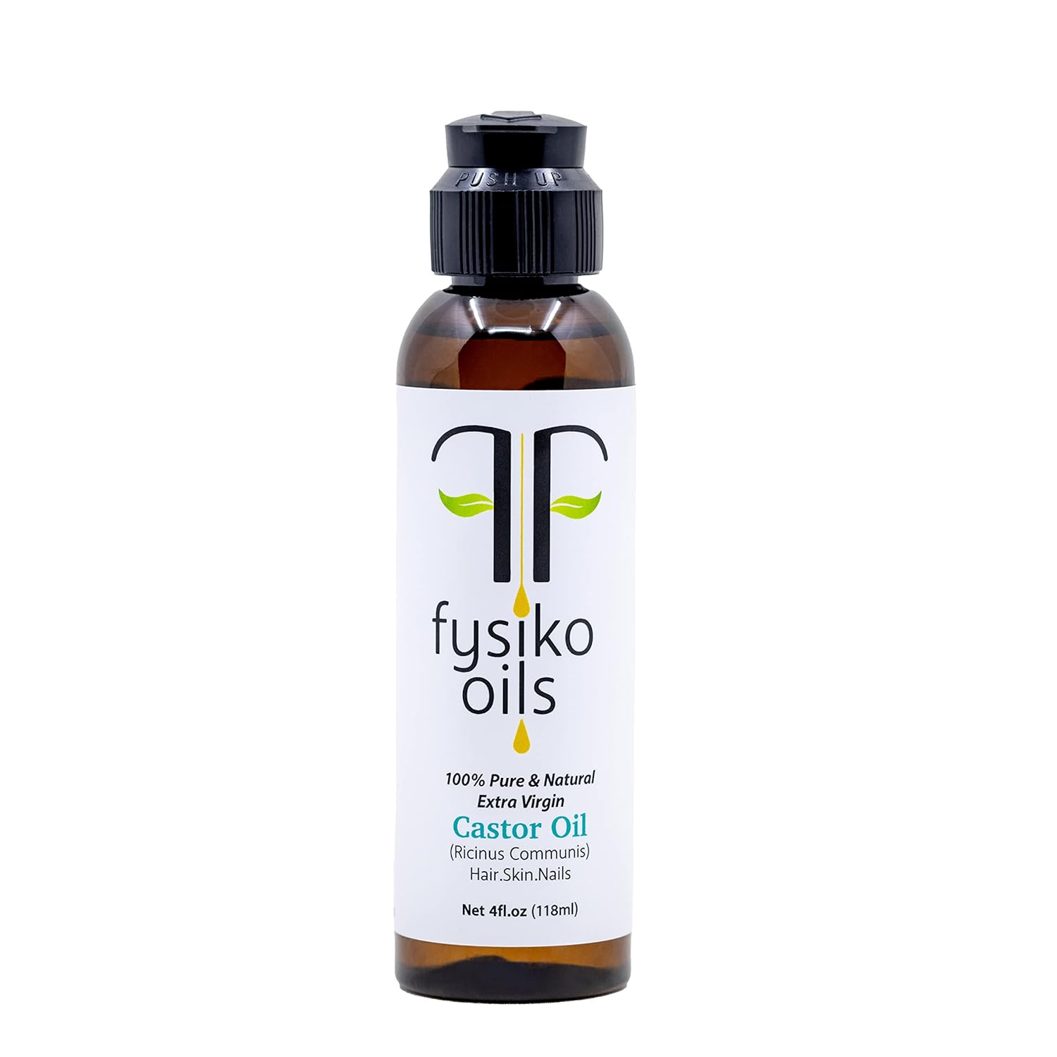 Fysiko Castor Oil-100% Pure & Natural, Cold Pressed, Extra Virgin,Hexane free. Protect and Strengthens, Hair, Skin & Nails. Great for Acne & Blemishes. 4 oz