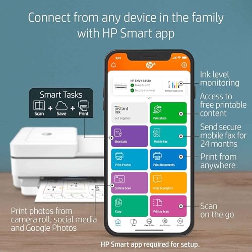 HP Envy 6458e All-in-One Wireless Color Inkjet Printer (Renewed) A62035