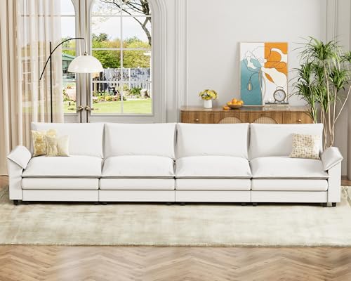 Homall 119" Modular Sectional Sofa with Reversible Ottoman, Light Grey V97154