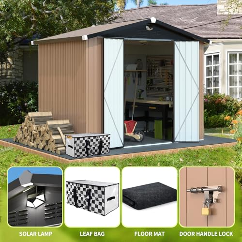 Metal Storage Shed 10x12 Outdoor Building with Lockable Doors T60989