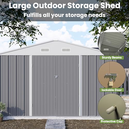 Patiowell 3 x 3 FT Outdoor Storage Shed with Sloping Roof, Grey F27529