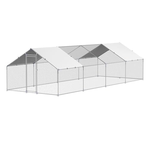 VEVOR Large Metal Chicken Coop with Run, Walk-in Outdoor Poultry Pen W388