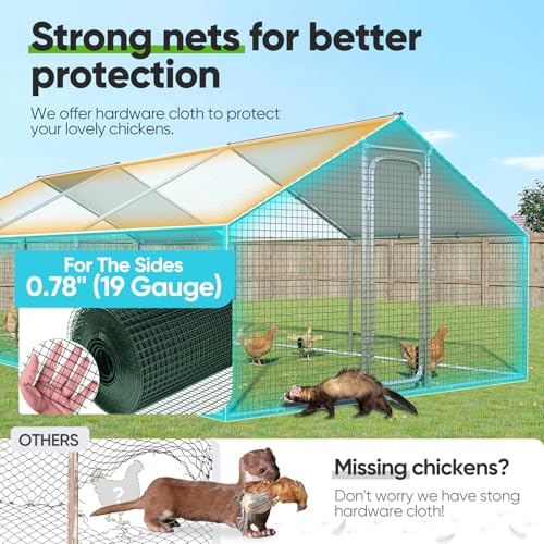 Quictent Large Metal Chicken Coop Run with Roosting Perch for 20+ Poultry, Outdoor Walk-in Hen House, 12x9x6.6FT N28773