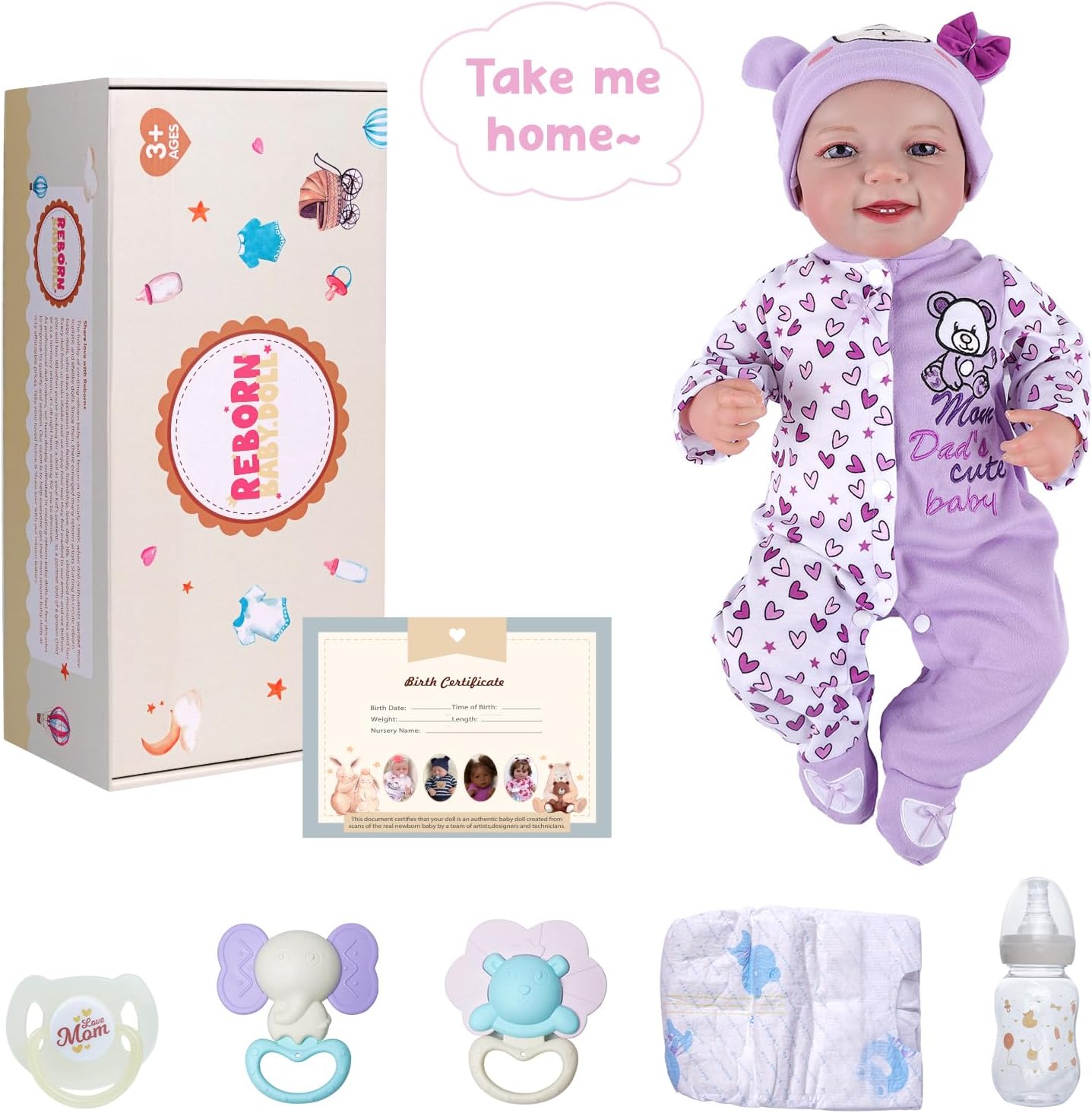 BABESIDE Lifelike Reborn Baby Doll Leen, 20-Inch Soft Body Girl with Gift Box W3827