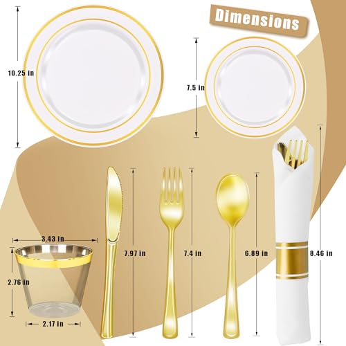Zcaukya Gold Plastic Dinnerware Set for 50 Guests Z995447