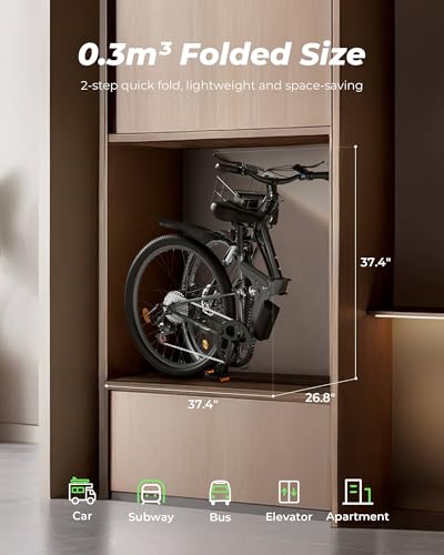 isinwheel M40 Folding Electric Bike for Adults, 500W, 26" Y882
