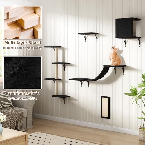 COZIWOW Wall Mounted Cat Shelves and Perches, Set of 5 (Grey) Y44261