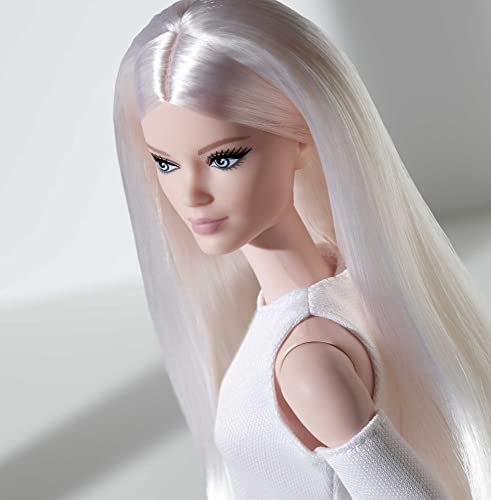 Barbie Signature Looks Doll Tall Blonde Posable Fashion Doll White Dress Platform Boots J1168