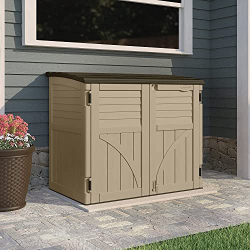 Suncast Horizontal Shed, Compact Outdoor Storage, 34 Cu. Ft., Sand & Slate Q165