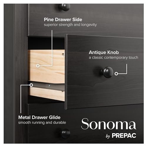 Prepac Rustic Ridge Farmhouse 6-Drawer Double Dresser, Brown X6434