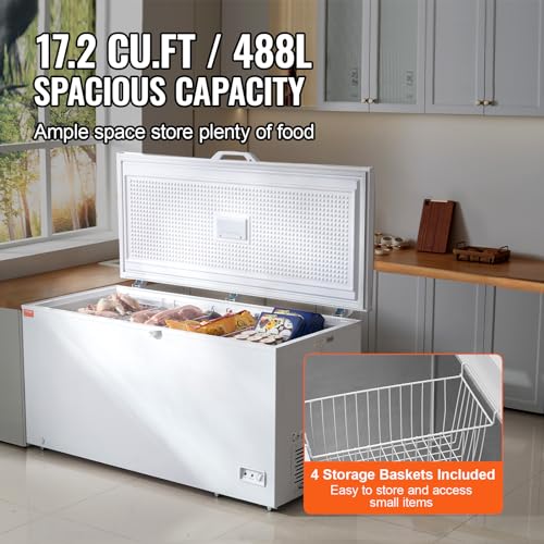 VEVOR Chest Freezer 12.8 Cu.ft with 4 Removable Baskets, Locking Lid R36567