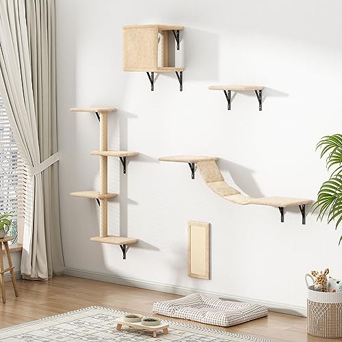 COZIWOW Wall Mounted Cat Shelves and Perches, Set of 5 (Grey) Y44261