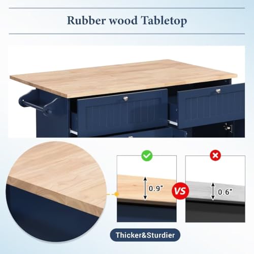 YOUKTCZY03 3-Piece Farmhouse Kitchen Island Set with 2 Chairs and Storage B70845