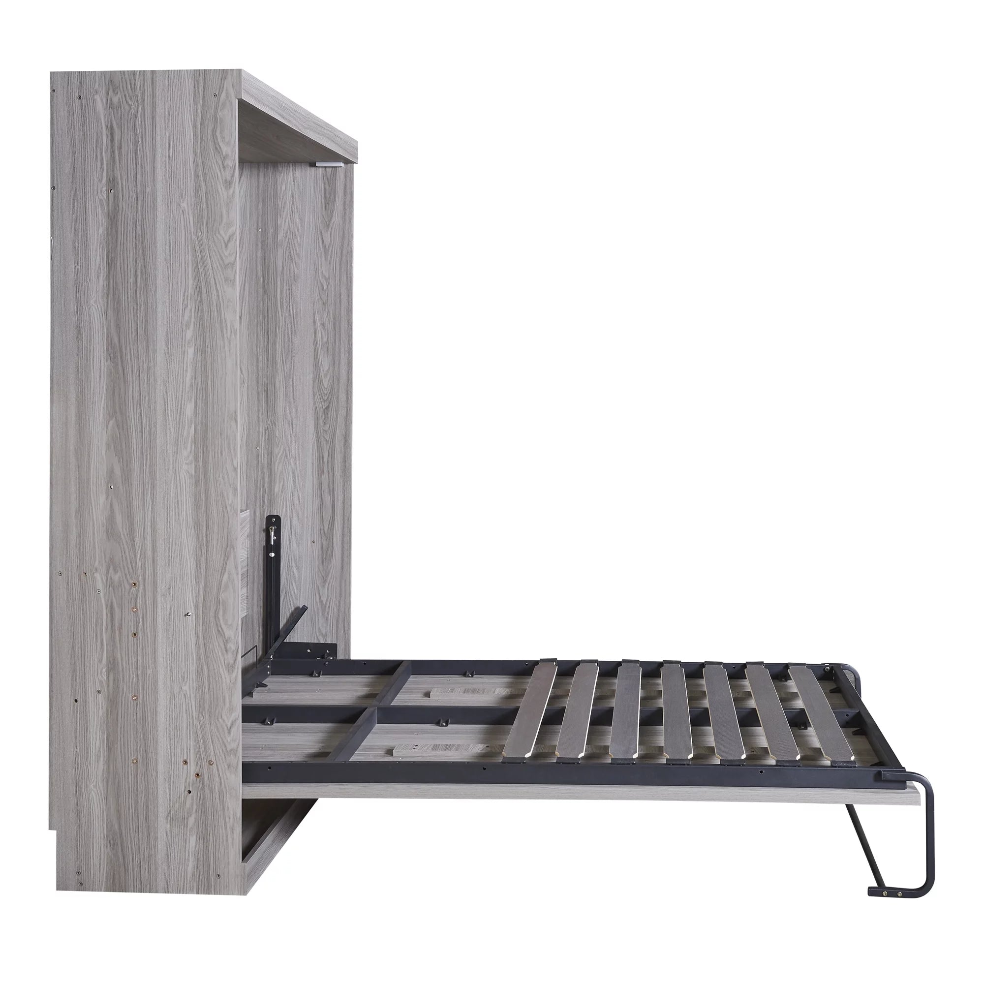 Euroco Pine Wood Full Size Murphy Bed Wall Cabinet Gray L132213
