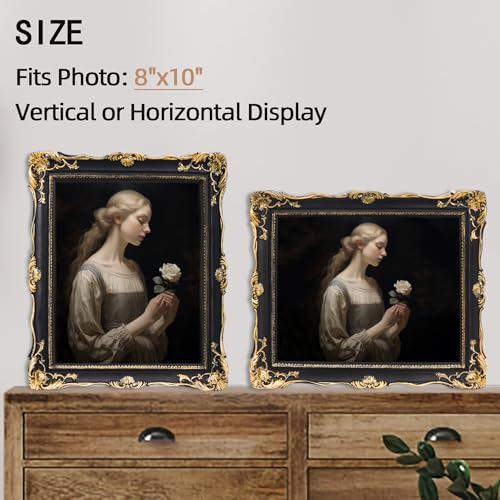 Vintage 8x10 Picture Frame with Glass Front, Antique Retro Photo Frame for Wall or Tabletop, Silver N745