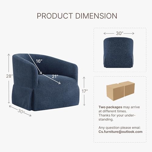 Swivel Accent Chair Set of 2, 360 Degree Linen Fabric Armchair, Cream White Q4822