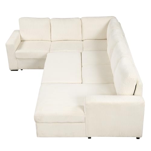 L-Shaped Pull Out Sleep Sofabed with Storage Chaise, Chenille Upholstered X30892