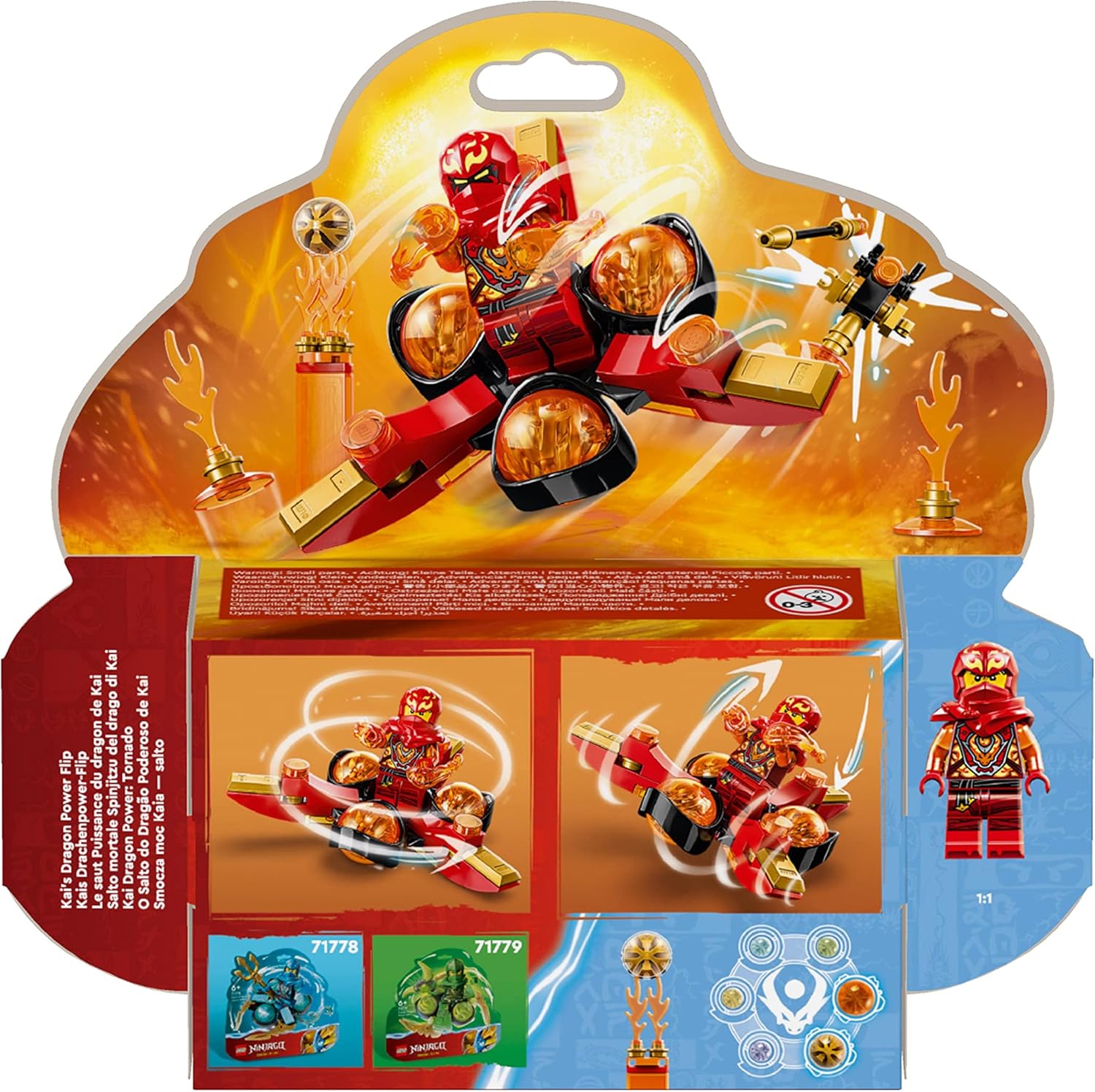 LEGO NINJAGO Kai’s Dragon Power Spinjitzu Flip 71777 Red Ninja Toy Building Set with Kai Minifigure H32713
