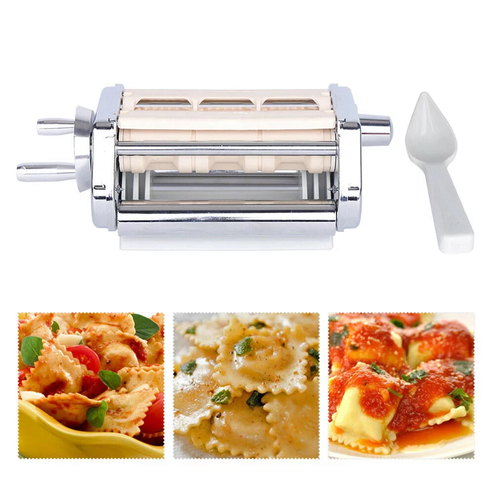 ZhdnBhnos Kitchen Pasta Roller Cutter Ravioli Maker Stand Mixer Attachment Stainless Steel C104560