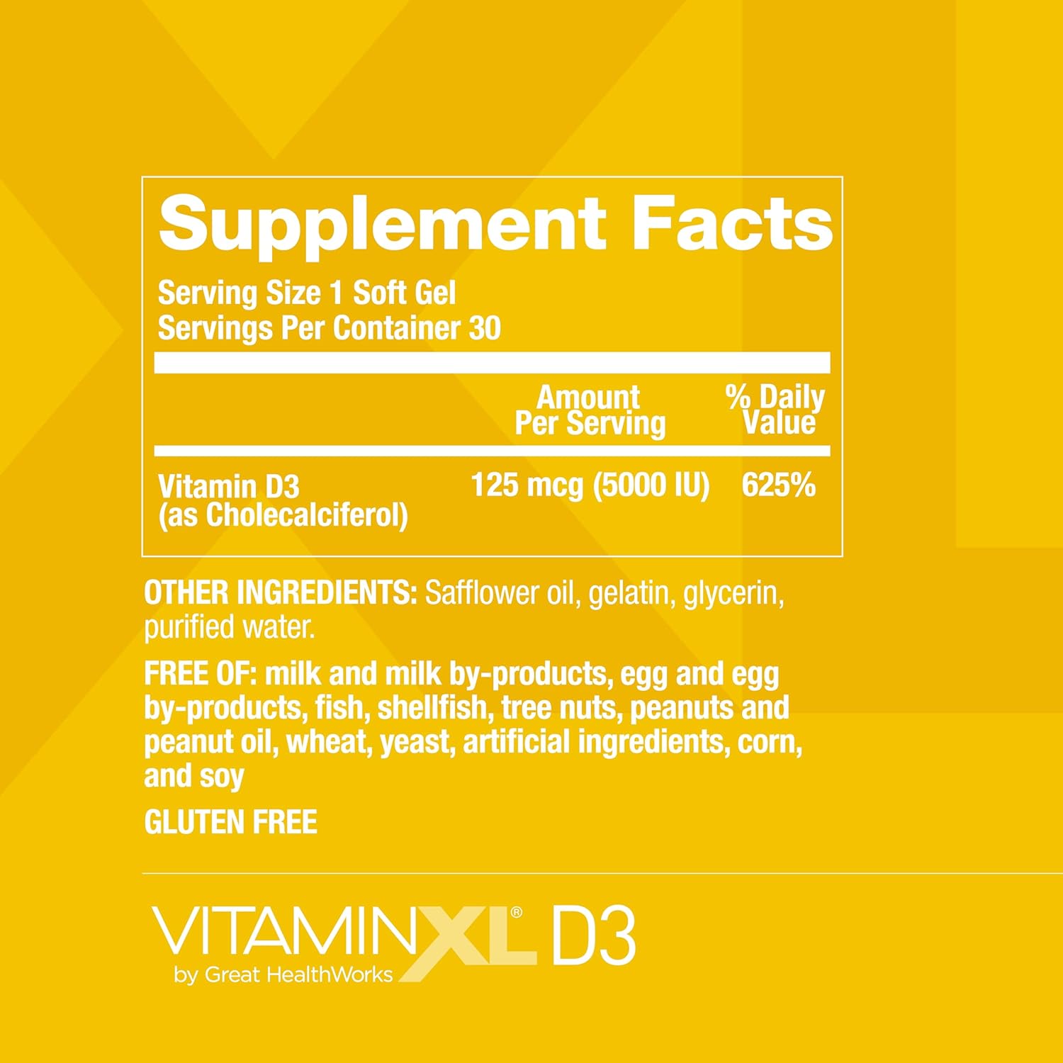 OmegaXL VitaminXL D3 5000 IU Immune Support Supplement, 30 Softgels E595147