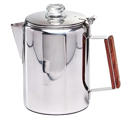 Camping-Fire Coffee Percolator Stovetop Pot- Stainless Steel Stove top Coffee Pot, Unleash Flavor in the Great Outdoors (9 Cups)