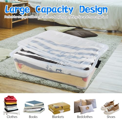 3-Pack 50 Quart Clear Under Bed Storage Bins with Wheels Q808605