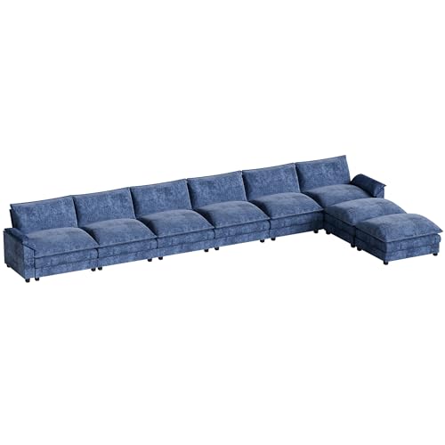 Homall 119" Modular Sectional Sofa with Reversible Ottoman, Light Grey V97154