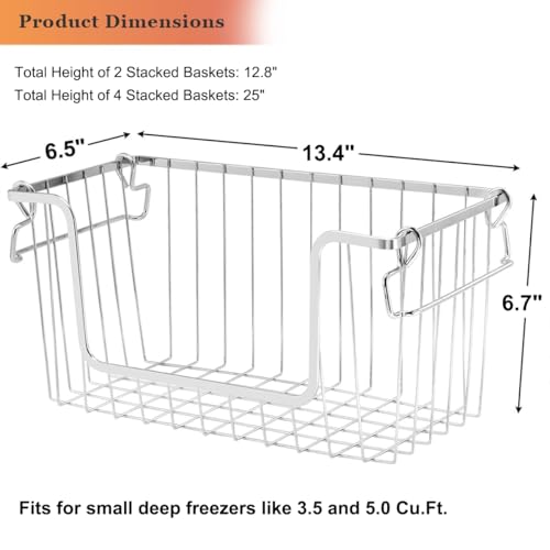 Orgneas Stacking Freezer Organizer Bins for 5.0Cu.Ft Chest Freezer, Set of 4 D127