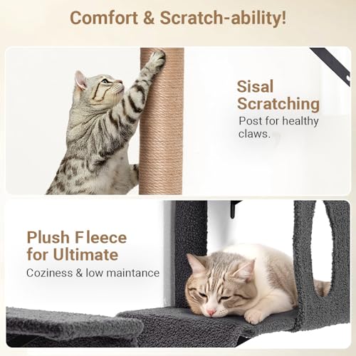 Cat Wall Shelves 5-in-1 Wooden Cat Climber with Perches and Scratching Post U216172