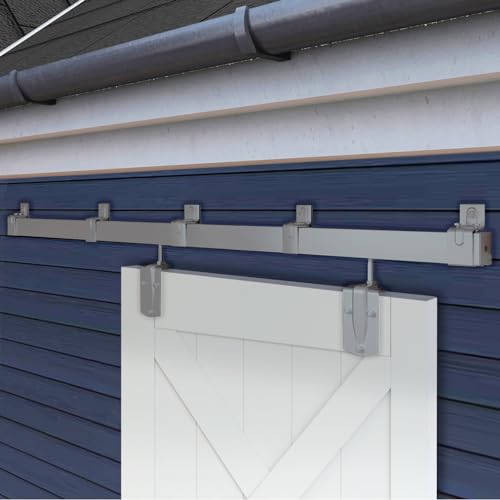 Exterior Barn Door Hardware, BARNSMITH 6FT Sliding Barn Door Hardware Kit Heavy Duty Barn Door Track for Indoor and Exterior Door，Wall Mount Kit (NO DOOR, Hardware Only)