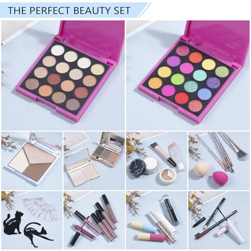 Makeup Gift Set for Women with Eyeshadow, Brushes & Lip Gloss X93393