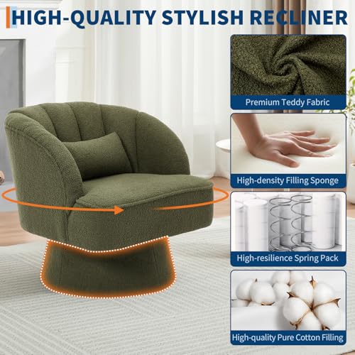 GarveeHome Modern Swivel Barrel Accent Chair, Teddy Fabric Upholstered Armchair, Black W334223